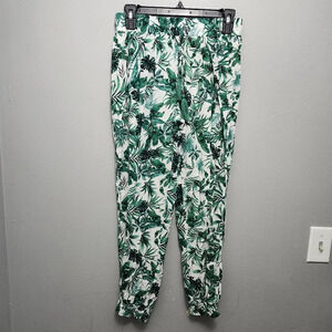 Solitaire swim women's pants size S green floral open sides coverup